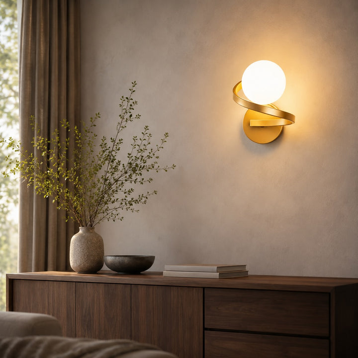 Modern Copper Wall Light Wall Mounted Adjustable Frosted Glass LED Sconce 7W Energy Efficient