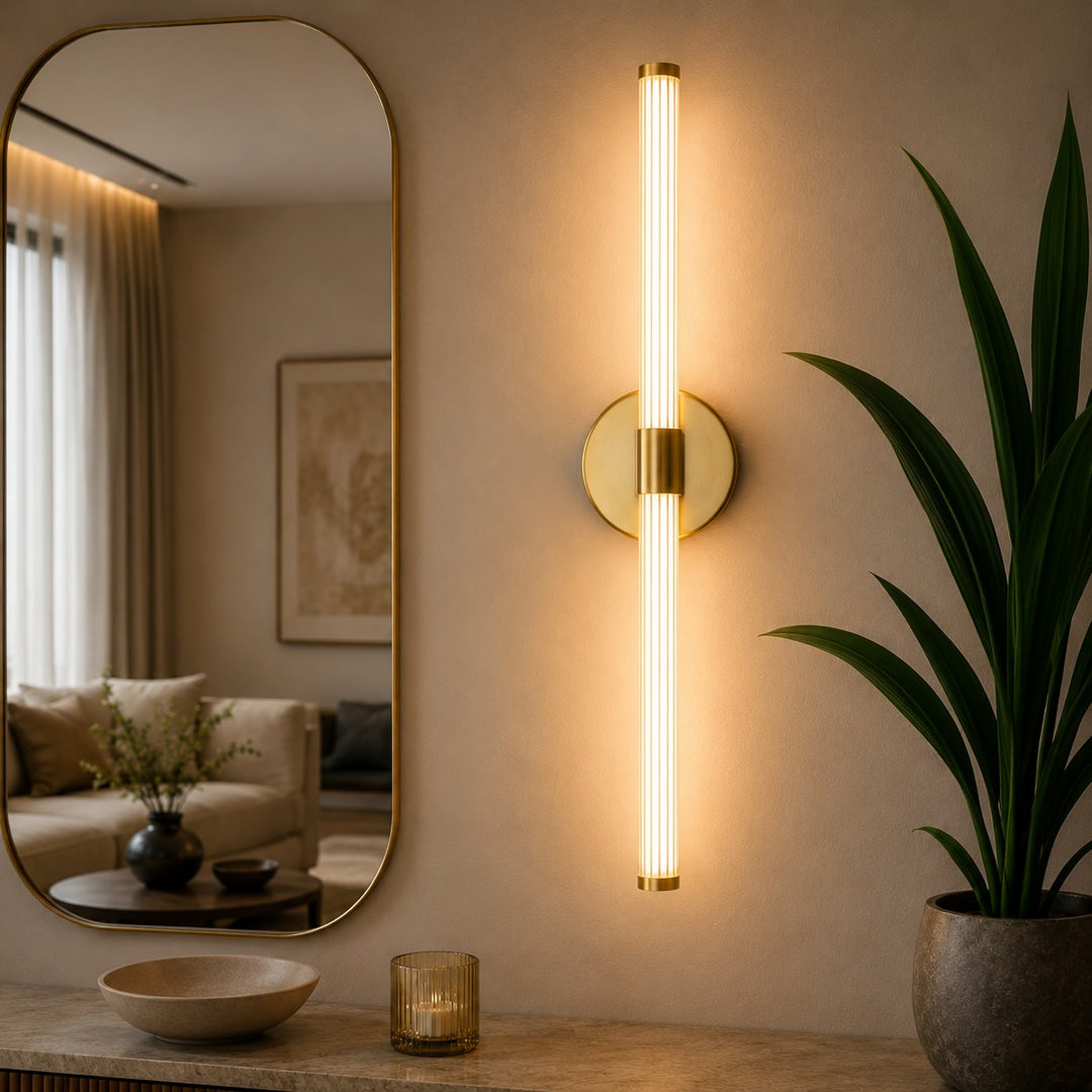 Modern Wall Light Wall Mounted Gold Metal Frame Acrylic Shade LED Dimmable 20W 56cm 28W 76cm