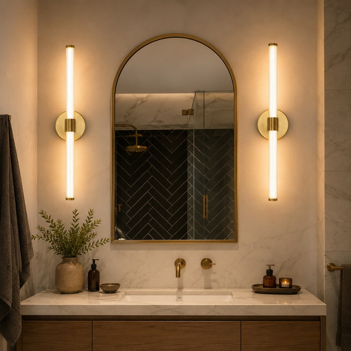 Modern Wall Light Wall Mounted Gold Metal Frame Acrylic Shade LED Dimmable 20W 56cm 28W 76cm