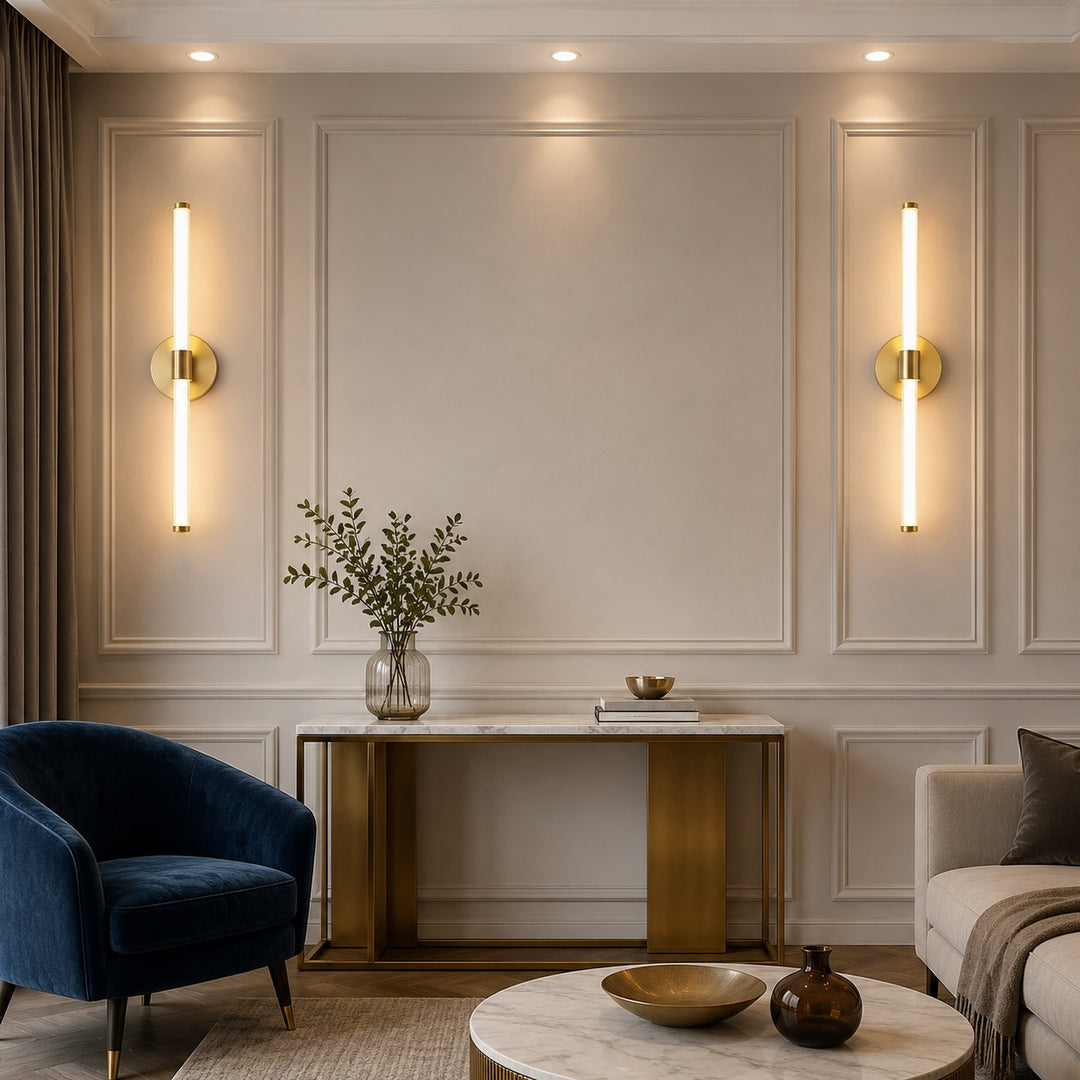 Modern Wall Light Wall Mounted Gold Metal Frame Acrylic Shade LED Dimmable 20W 56cm 28W 76cm