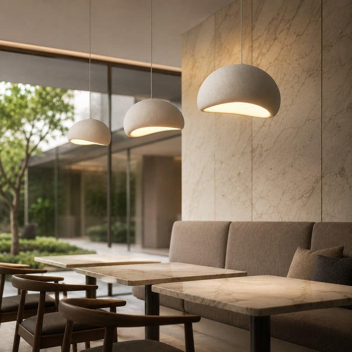 Minimalist Pendant Light Adjustable Hanging Fixture Fiberglass LED for Modern Kitchen Lighting