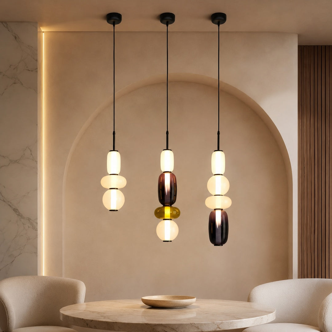 Modern Chandelier Pendant Light Adjustable Ceiling Fixture Hand-Blown Glass LED Design
