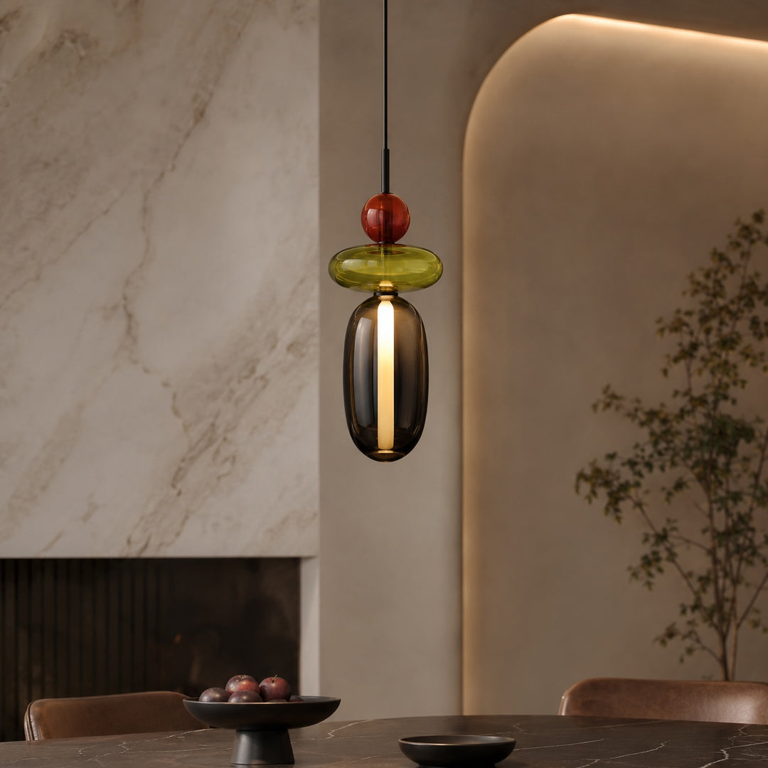 Modern Chandelier Pendant Light Adjustable Ceiling Fixture Hand-Blown Glass LED Design