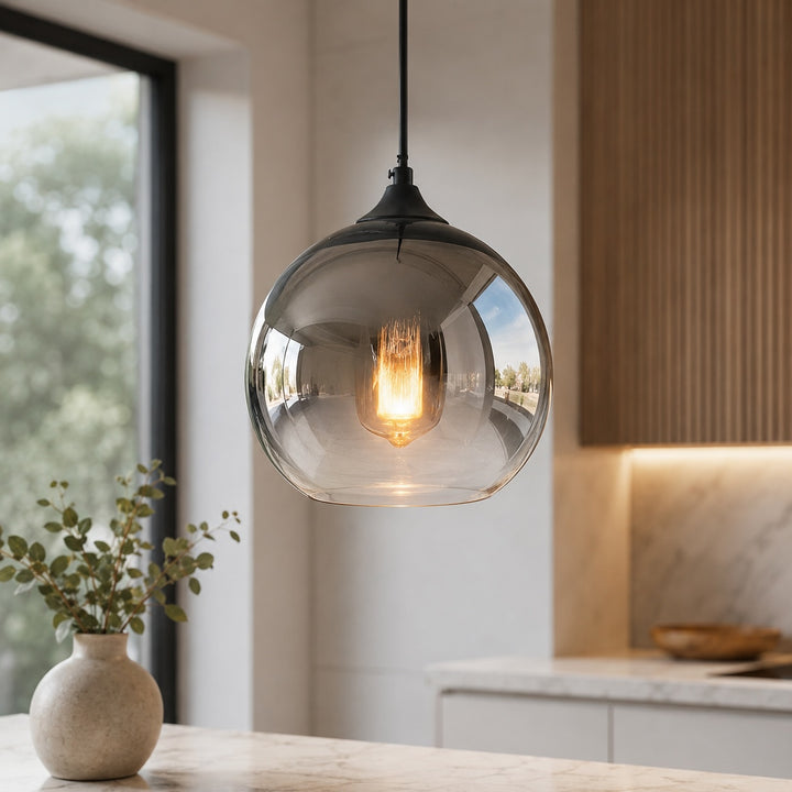 Modern Glass Pendant Light Adjustable Hanging Fixture Energy-Efficient LED for Kitchen Island