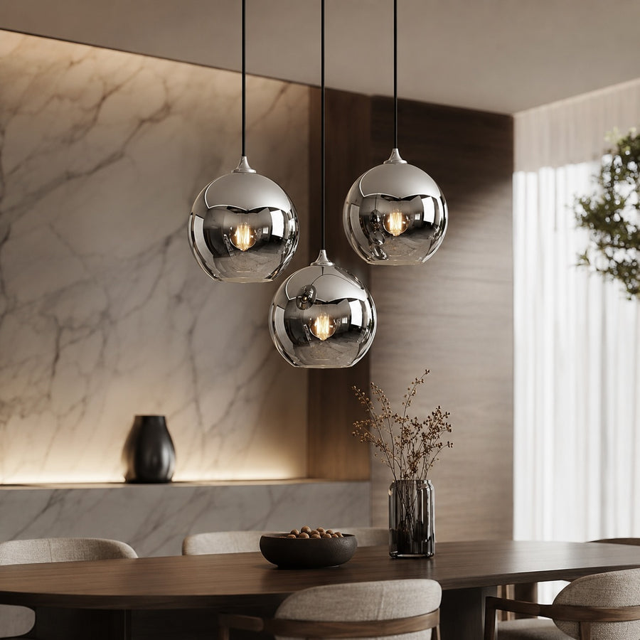 Modern Glass Pendant Light Adjustable Hanging Fixture Energy-Efficient LED for Kitchen Island
