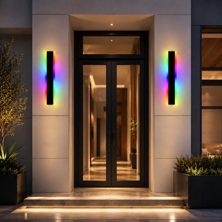 Modern Outdoor Wall Light Waterproof Aluminum LED Remote Control IP65 Dimmable RGB