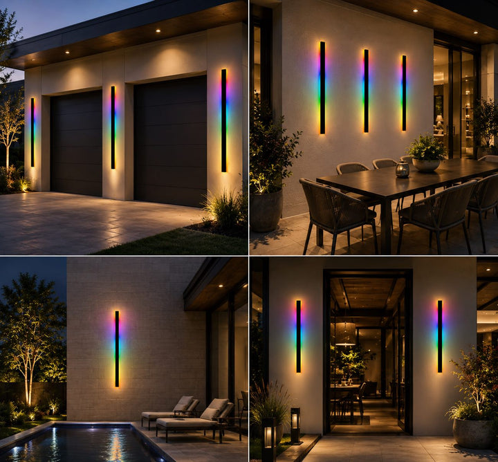 Modern Outdoor Wall Light Waterproof Aluminum LED Remote Control IP65 Dimmable RGB