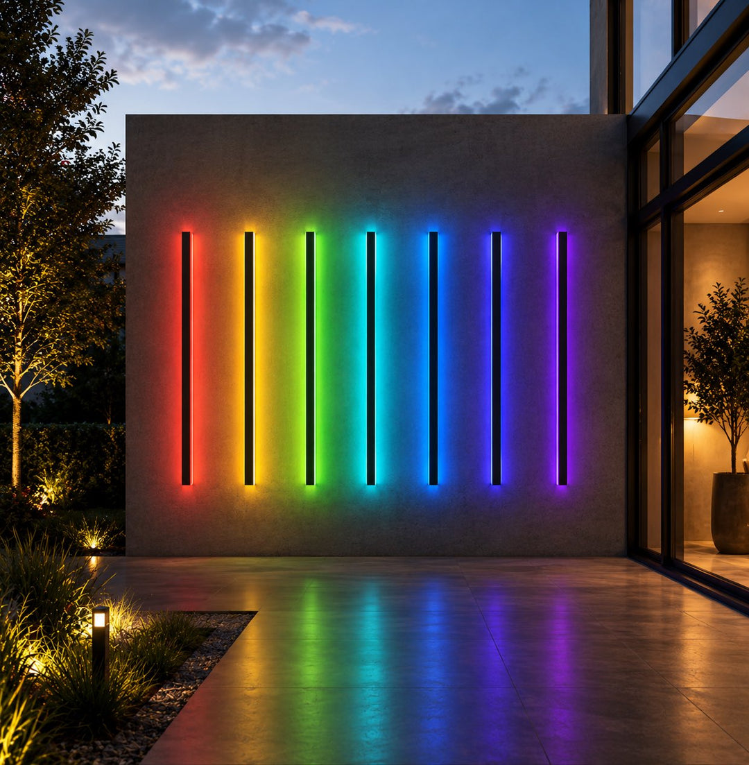 Modern Outdoor Wall Light Waterproof Aluminum LED Remote Control IP65 Dimmable RGB