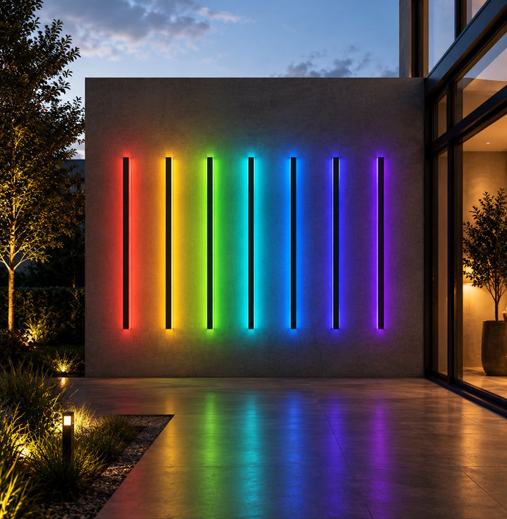 Modern Outdoor Wall Light Waterproof Aluminum LED Remote Control IP65 Dimmable RGB