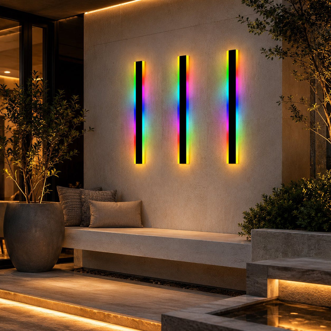 Modern Outdoor Wall Light Waterproof Aluminum LED Remote Control IP65 Dimmable RGB