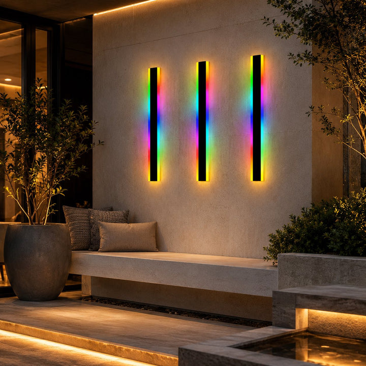 Modern Outdoor Wall Light Waterproof Aluminum LED Remote Control IP65 Dimmable RGB