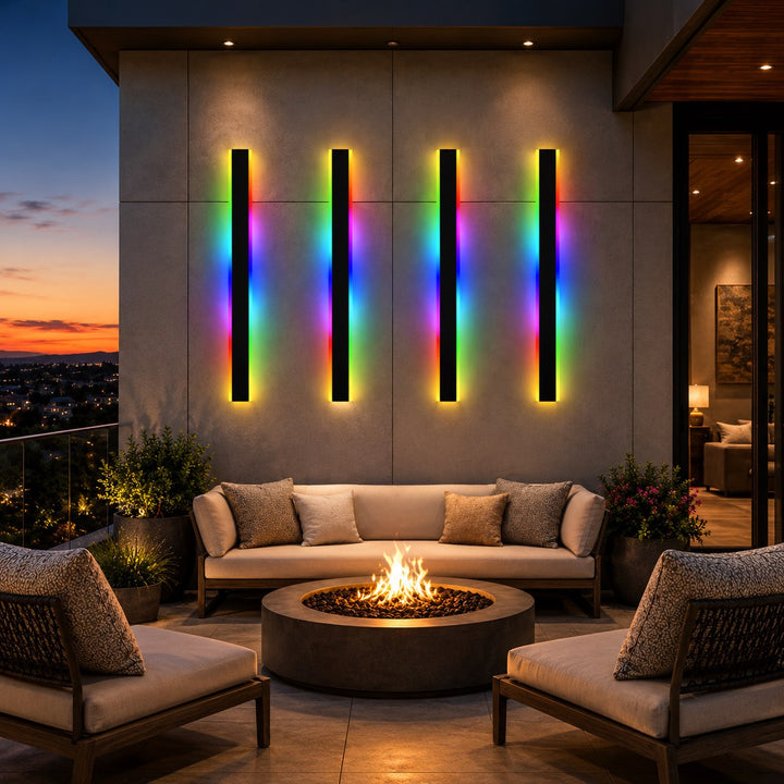 Modern Outdoor Wall Light Waterproof Aluminum LED Remote Control IP65 Dimmable RGB