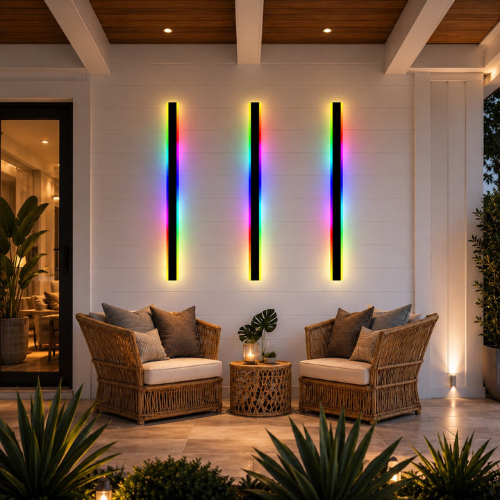 Modern Outdoor Wall Light Waterproof Aluminum LED Remote Control IP65 Dimmable RGB