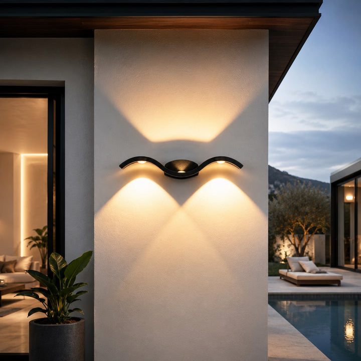 Modern Wave Wall Sconce Up Down Light Die-Cast Aluminum 9W LED Waterproof for Outdoor Use
