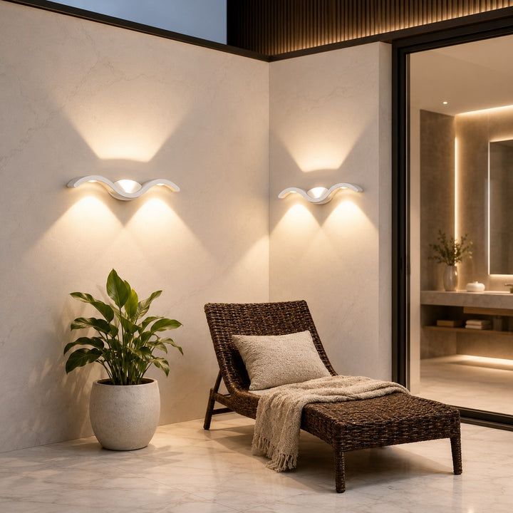 Modern Wave Wall Sconce Up Down Light Die-Cast Aluminum 9W LED Waterproof for Outdoor Use