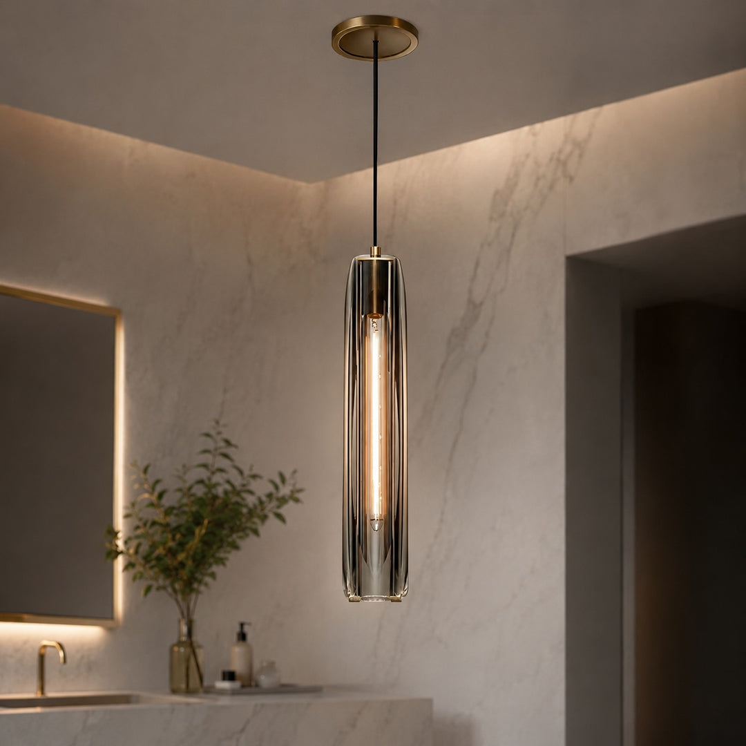 Modern Adjustable Pendant Light K9 Crystal Shade with Brass Fixture E14 LED Compatible
