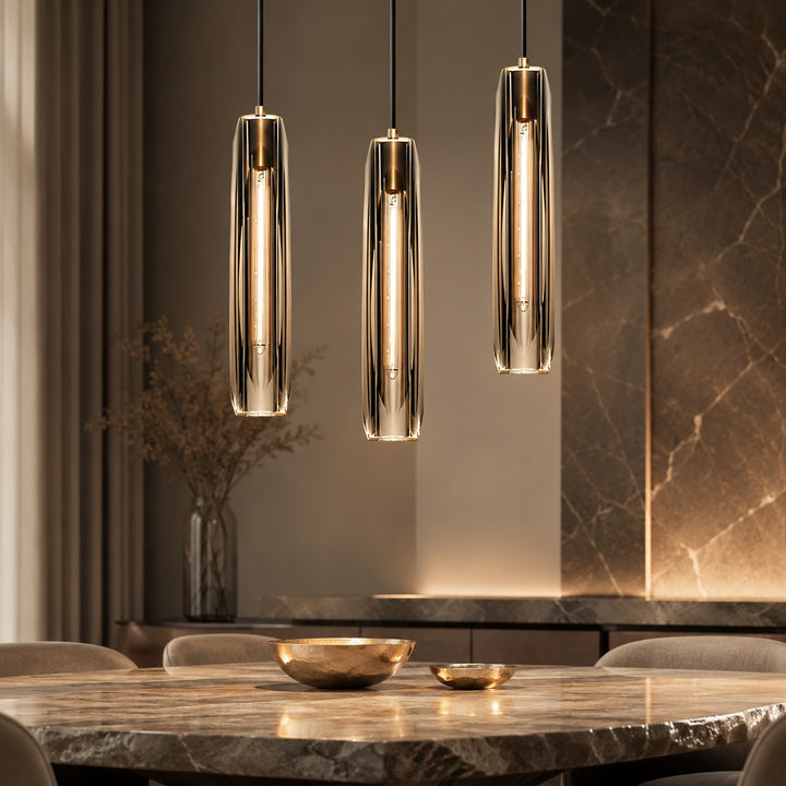 Modern Adjustable Pendant Light K9 Crystal Shade with Brass Fixture E14 LED Compatible