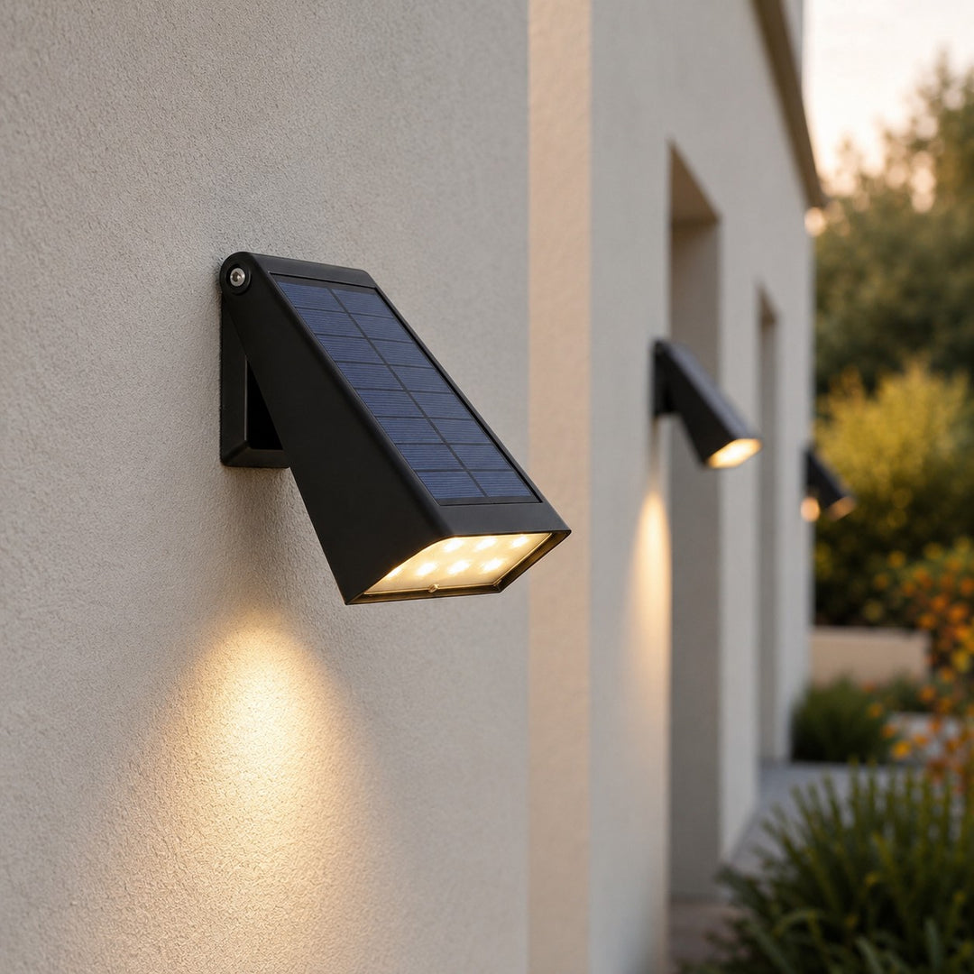 Modern Outdoor Wall Sconce Solar Light Adjustable Panel ABS LED Waterproof 1500mAh Battery