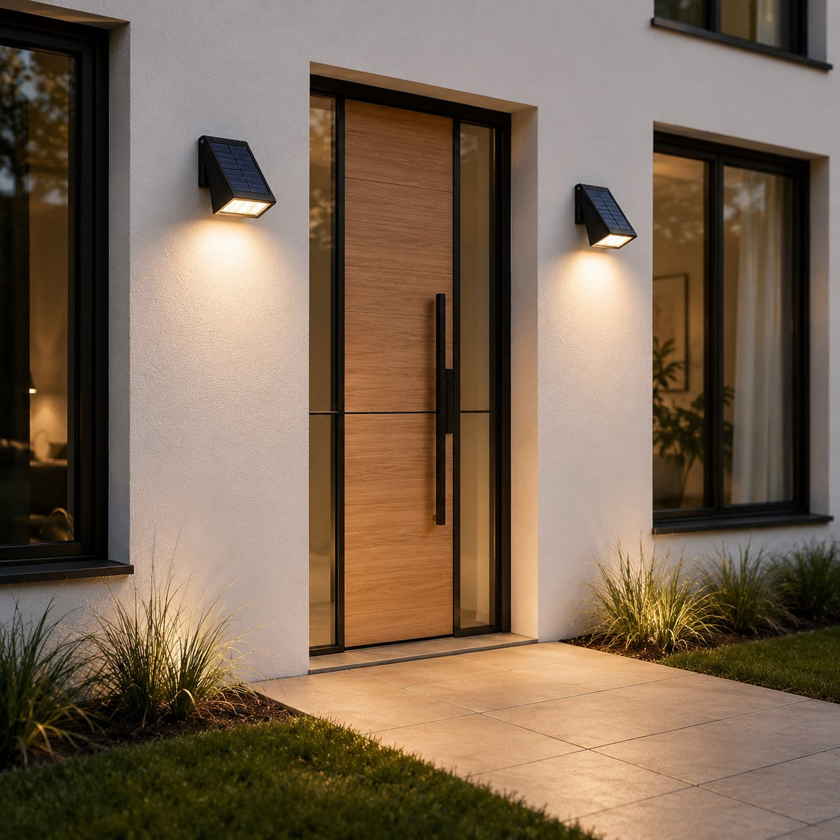Modern Outdoor Wall Sconce Solar Light Adjustable Panel ABS LED Waterproof 1500mAh Battery