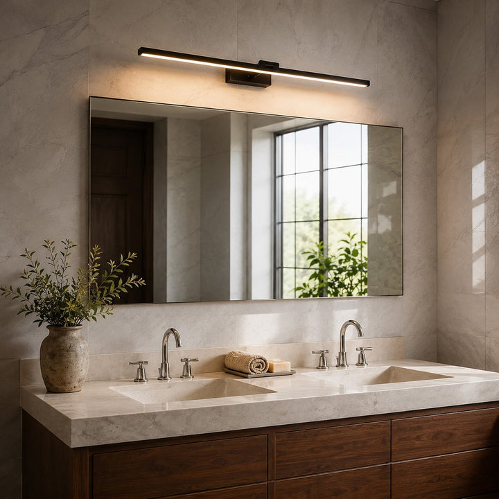 Modern Rotatable LED Vanity Light Bar Adjustable Acrylic Shade Copper Base for Bathroom Illumination