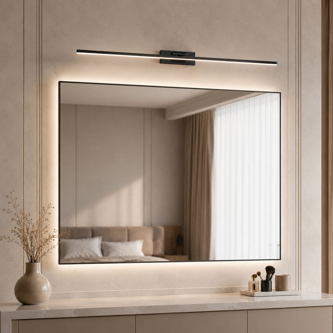 Modern Rotatable LED Vanity Light Bar Adjustable Acrylic Shade Copper Base for Bathroom Illumination