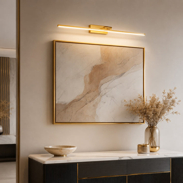 Modern Rotatable LED Vanity Light Bar Adjustable Acrylic Shade Copper Base for Bathroom Illumination