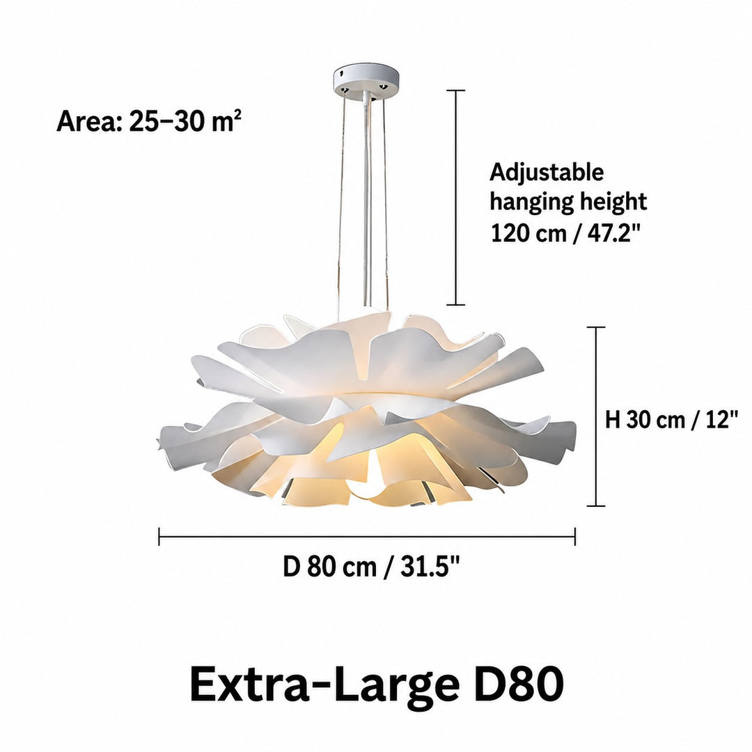 Modern White Flower Pendant Light Adjustable Acrylic LED Dimmable Hanging Fixture for Home Decor