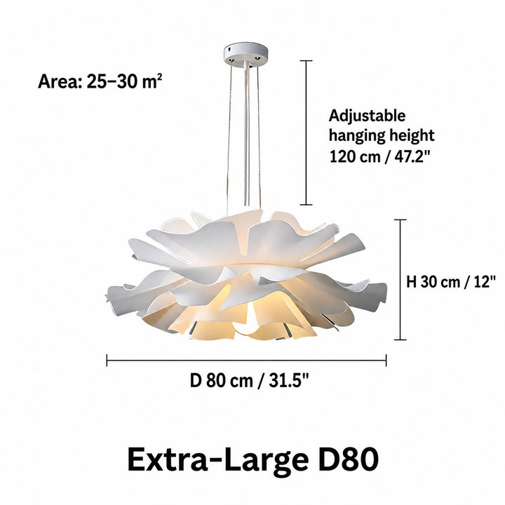 Modern White Flower Pendant Light Adjustable Acrylic LED Dimmable Hanging Fixture for Home Decor