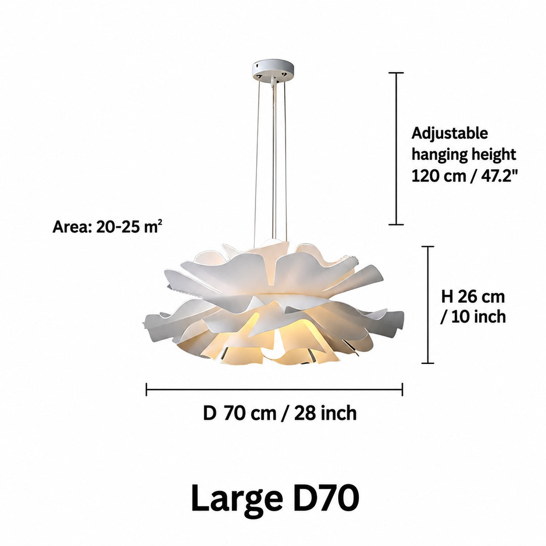 Modern White Flower Pendant Light Adjustable Acrylic LED Dimmable Hanging Fixture for Home Decor