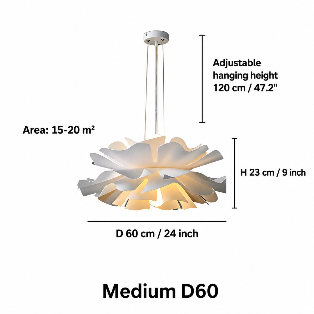 Modern White Flower Pendant Light Adjustable Acrylic LED Dimmable Hanging Fixture for Home Decor