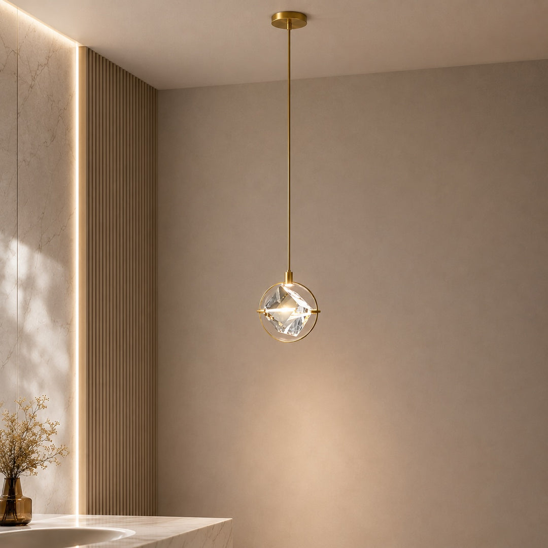 Contemporary Pendant Lamp Hanging Adjustable with Crystal Accents for LED Lighting