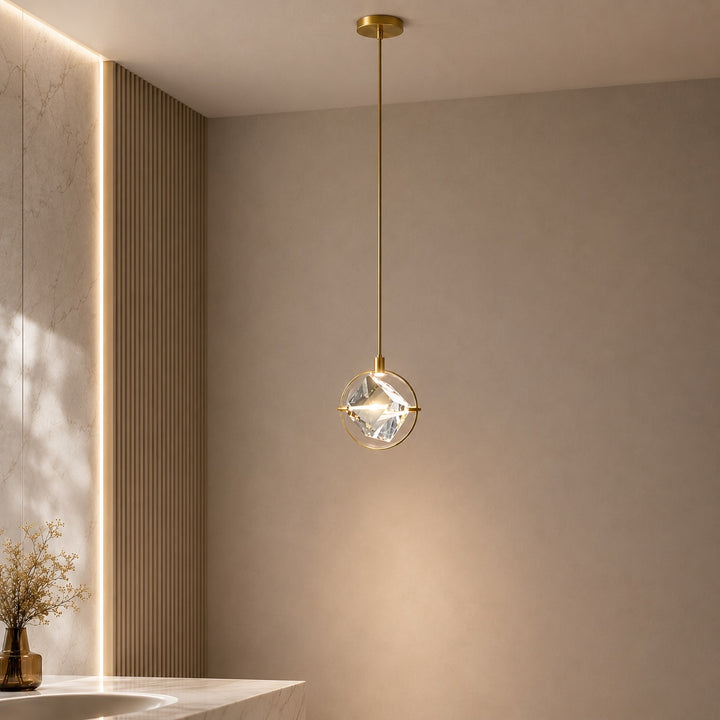 Contemporary Pendant Lamp Hanging Adjustable with Crystal Accents for LED Lighting