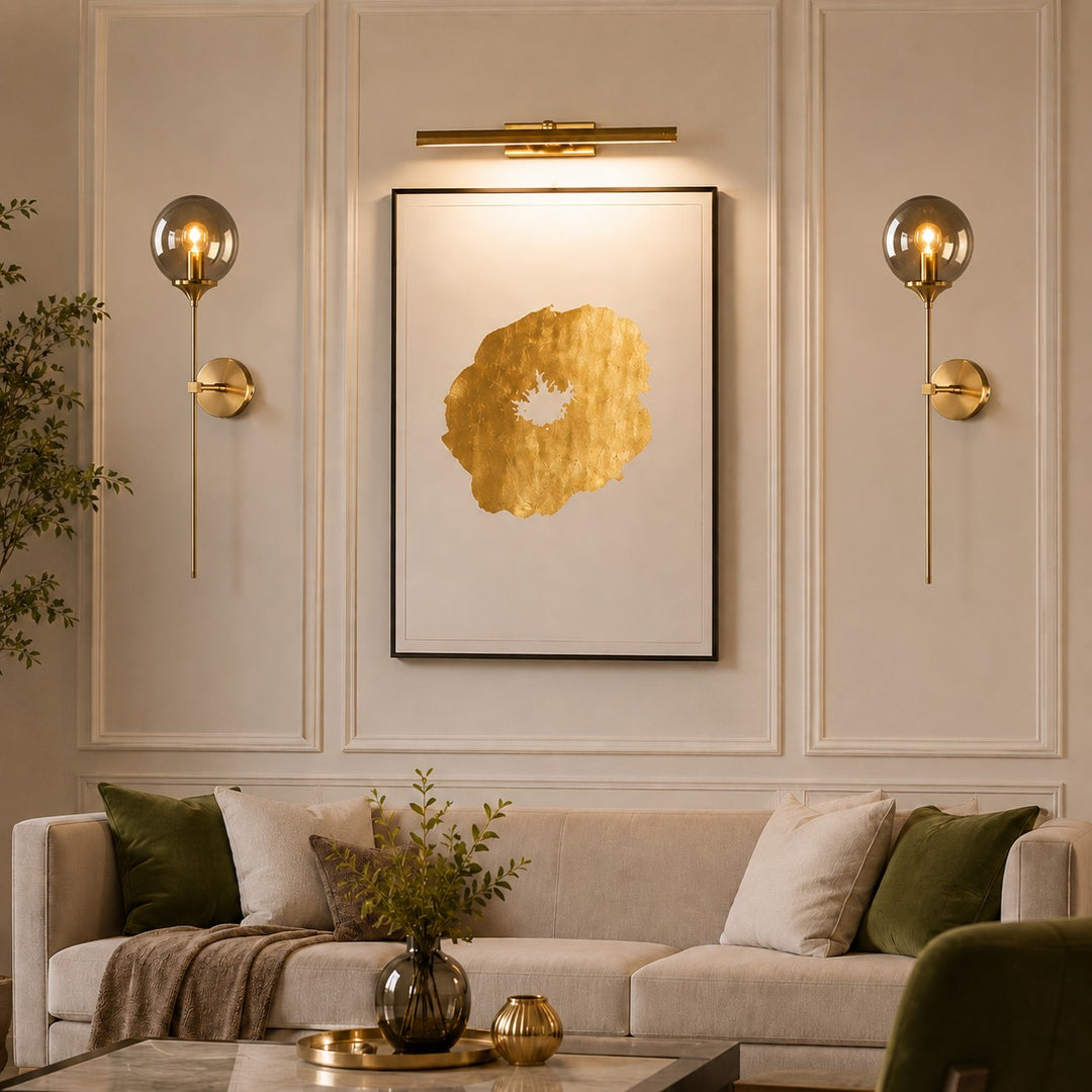 Modern Wall Sconce Dimmable LED Lighting Clear Glass Shade Steel Wall Mounted Fixture