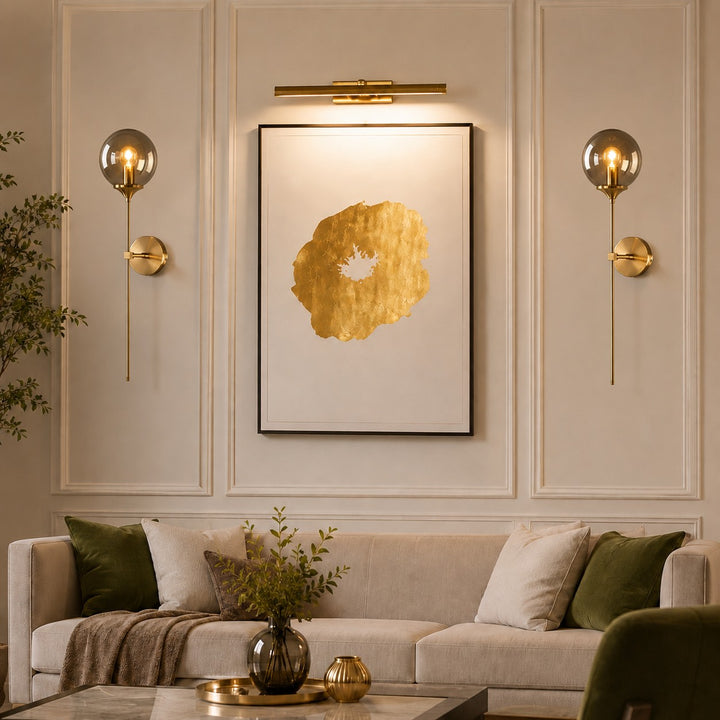Modern Wall Sconce Dimmable LED Lighting Clear Glass Shade Steel Wall Mounted Fixture