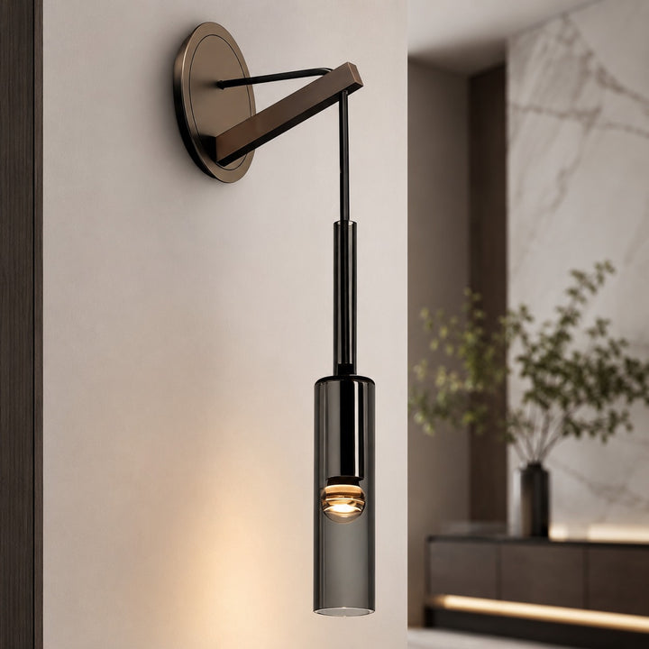 Modern Wall Sconce Glass Wall Mounted LED Light with Adjustable Height Brushed Alloy Finish