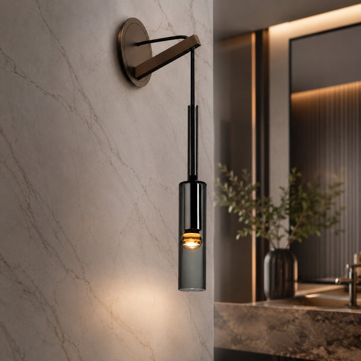 Modern Wall Sconce Glass Wall Mounted LED Light with Adjustable Height Brushed Alloy Finish