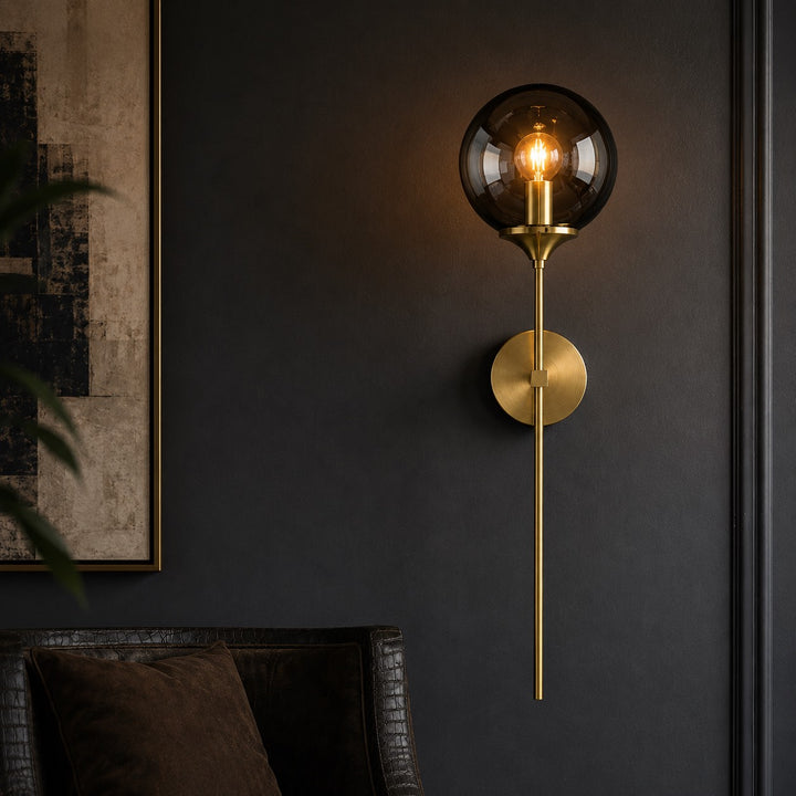 Modern Wall Sconce Dimmable LED Lighting Clear Glass Shade Steel Wall Mounted Fixture