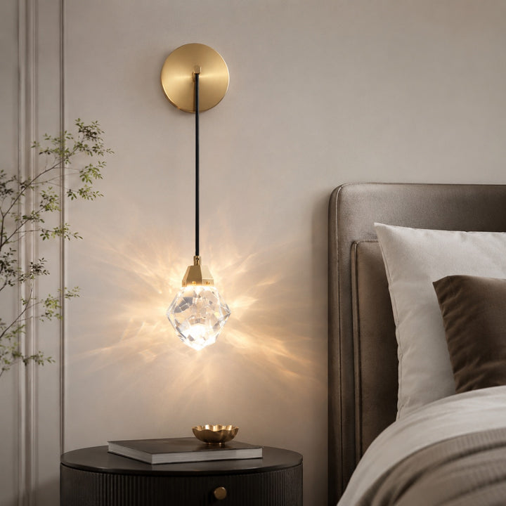 Modern Crystal Pendant Wall Light Adjustable Copper Fixture LED Compatible 90V-260V
