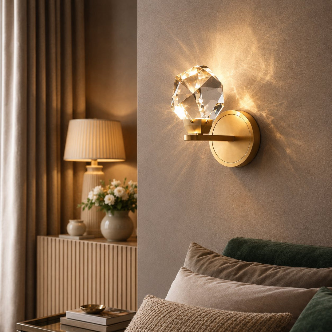 Modern Crystal Pendant Wall Light Adjustable Copper Fixture LED Compatible 90V-260V