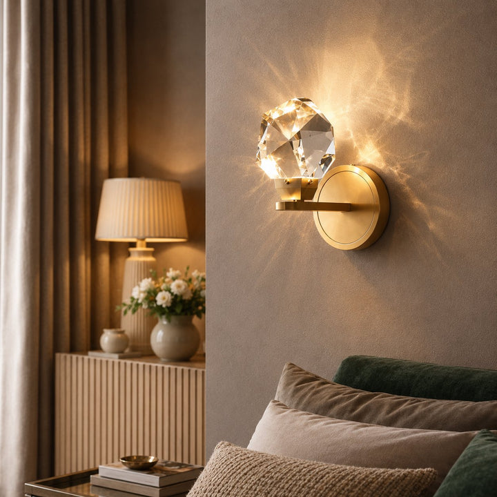 Modern Crystal Pendant Wall Light Adjustable Copper Fixture LED Compatible 90V-260V