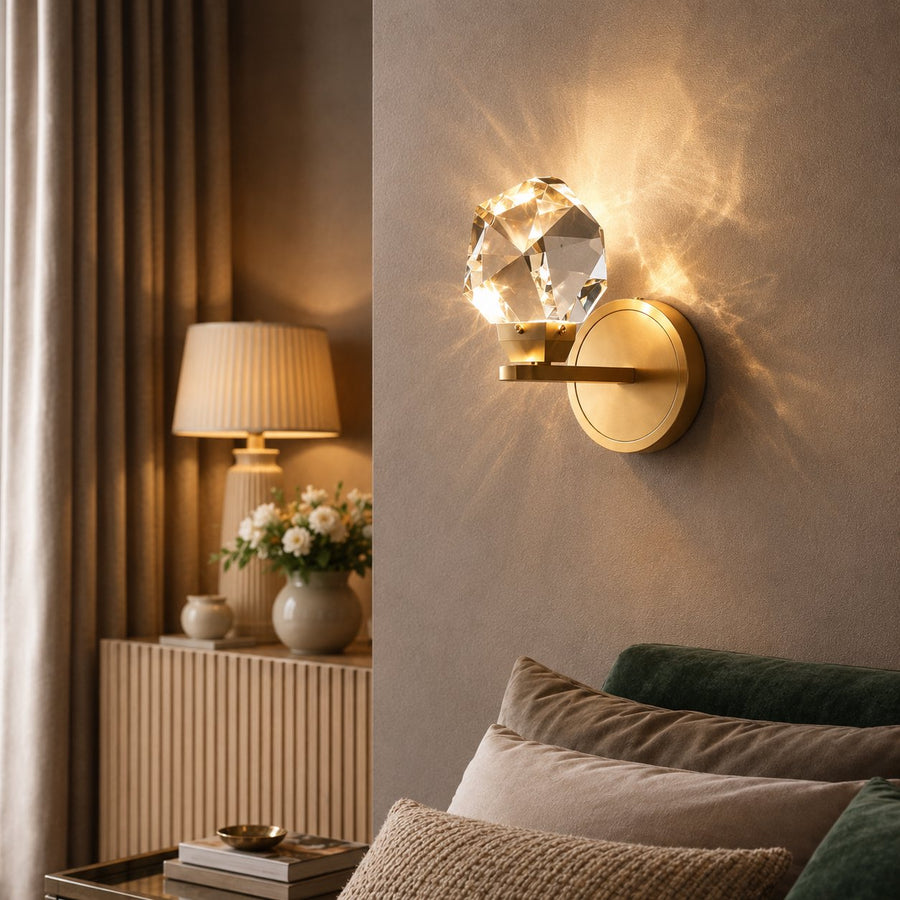 Modern Crystal Pendant Wall Light Adjustable Copper Fixture LED Compatible 90V-260V in the wall