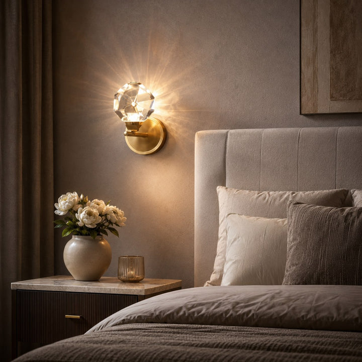 Modern Crystal Pendant Wall Light Adjustable Copper Fixture LED Compatible 90V-260V
