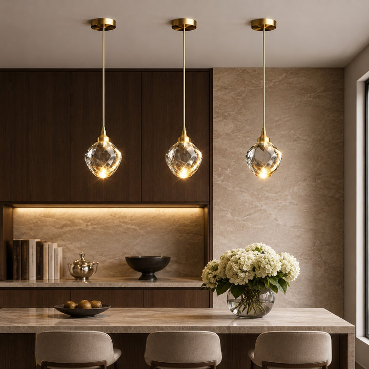 Modern Crystal Pendant Wall Light Adjustable Copper Fixture LED Compatible 90V-260V