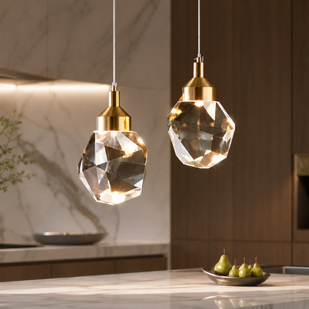 Modern Crystal Pendant Wall Light Adjustable Copper Fixture LED Compatible 90V-260V
