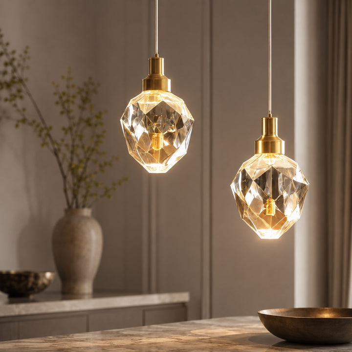 Modern Crystal Pendant Wall Light Adjustable Copper Fixture LED Compatible 90V-260V