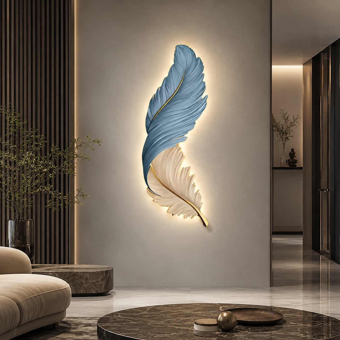 Modern Feather Wall Sconce USB Powered LED Light Adjustable with Multiple Color Options