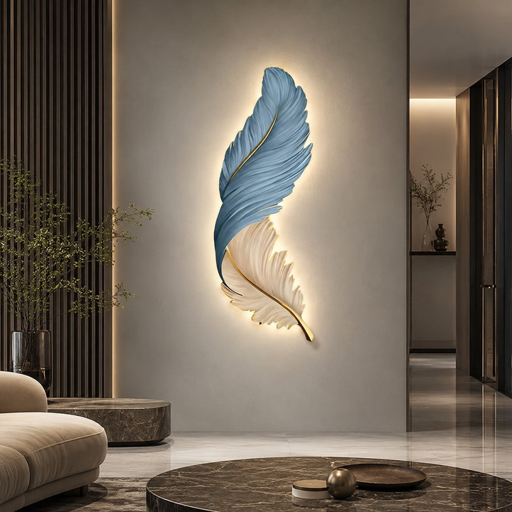 Modern Feather Wall Sconce USB Powered LED Light Adjustable with Multiple Color Options