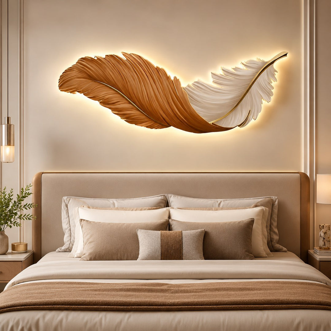Modern Feather Wall Sconce USB Powered LED Light Adjustable with Multiple Color Options