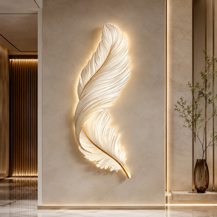 Modern Feather Wall Sconce USB Powered LED Light Adjustable with Multiple Color Options