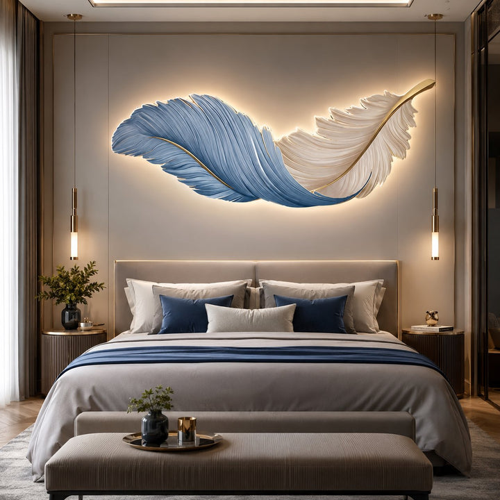 Modern Feather Wall Sconce USB Powered LED Light Adjustable with Multiple Color Options